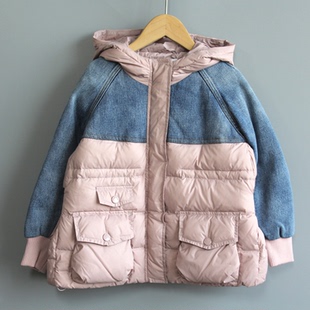 S-M家110冬装 品牌折扣童装/儿童羽绒服中厚外套49454灰粉