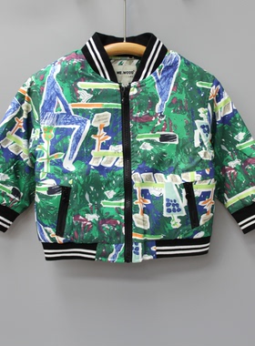 柏系列85-120秋冬童装品牌折扣/儿童夹棉棒球开衫外套63162绿