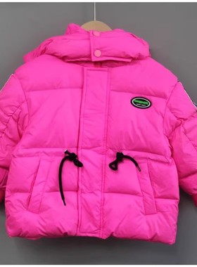 L放da镜90-110冬装 品牌童装折扣/童中厚羽绒服外套带帽63249玫红