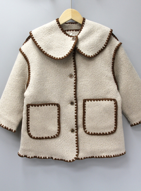Y榛guo酱110/120秋冬童装品牌折扣/童开衫工艺夹棉厚外套36633咖