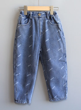 GD安系列120秋冬 童装品牌折扣/纯棉休闲加绒牛仔裤23850藏青