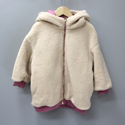 S柏系列120冬装 品牌童装折扣/童加厚加绒双面穿外套74537杏