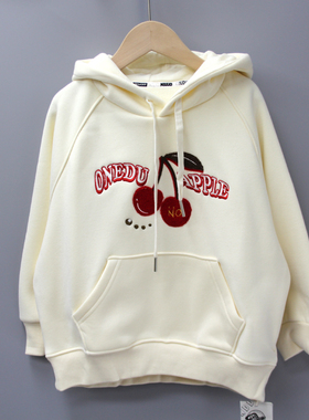 G牛duo家120/130冬 品牌折扣童装/儿童一体绒拼色卫衣套头28351米