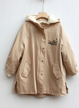 S柏系列110冬装 品牌折扣/童带帽羽绒服外套两件套86143杏