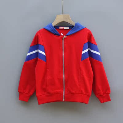 L布系列110-140春装 品牌童装折扣/儿童开衫带帽休闲外套00632红