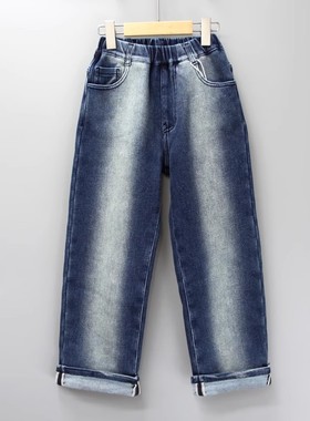 福利G-MC家120秋冬 品牌折扣童装/儿童宽松加绒牛仔长裤15696兰
