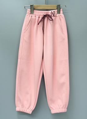 G牛duo哆145/150春秋品牌童装折扣/大童柔软休闲针织长裤68291粉