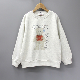 品牌折扣 KO家130秋冬童装 儿童拉绒套头圆领卫衣21202灰