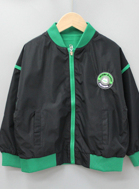 Y淘tao家110春秋 品牌童装折扣 撤柜童休闲双层外套798绿黑