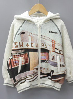 G-GS家100-150秋冬 品牌童装折扣/童厚实拉绒针织开衫外套80232灰