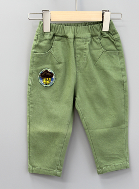安系列80春秋 童装品牌折扣/童纯棉休闲梭织长裤23251绿