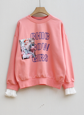 AH今系列140春秋装 品牌折扣童装/儿童纯棉长袖T恤卫衣2905粉