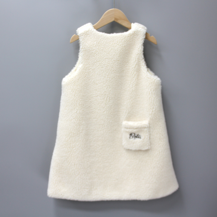 G-Bo*ta家100-130秋冬 品牌童装折扣/女童毛毛背心连衣裙27717米