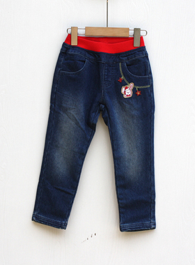 S特系列90-110秋装 品牌童装撤柜折扣/儿童牛仔加绒长裤40043深兰
