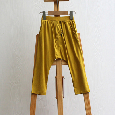 恰系列90-120春装 品牌童装折扣/男女童棉休闲长裤子60272黄