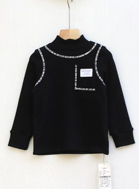 S欧系列110秋装 品牌童装折扣/儿童长袖打底T恤纯棉70048黑