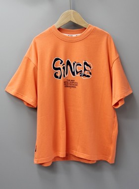 S-MC家120-160夏装品牌折扣童装/大童纯棉薄款休闲短袖T恤21187桔