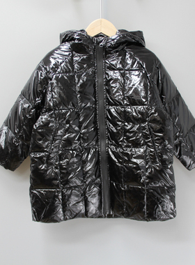 慢man家110/120冬装 品牌童装折扣/童中厚羽绒服带帽外套88313黑