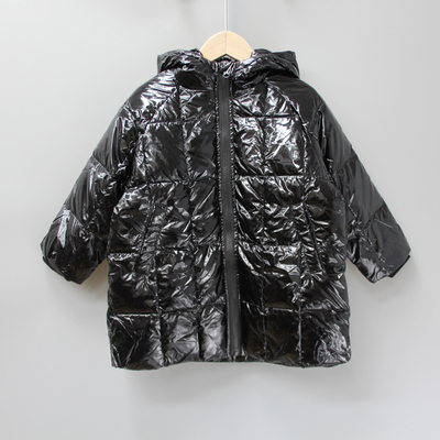 慢man家110/120冬装 品牌童装折扣/童中厚羽绒服带帽外套88313黑