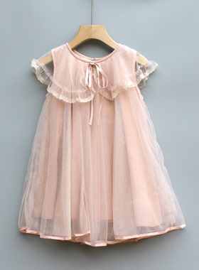 福利J欧系列110夏品牌童装折扣童纯棉吊带背心连衣裙60465花