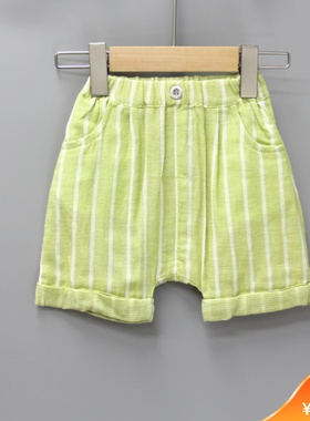 T拉系列85/95夏装 品牌童装特价/儿童纯棉中裤休闲短裤24454浅绿