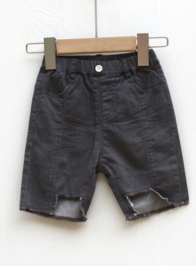 T拉系列85夏装 品牌童装折扣/儿童纯棉休闲舒适短裤中裤24458深灰