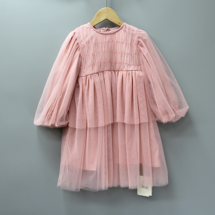 V-MI*KO家110-150春秋 品牌折扣童装/女童纱纱长袖连衣裙5939二