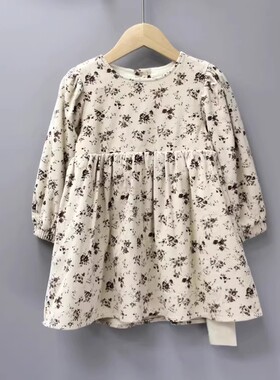 福利Y榛guo酱90-120秋冬品牌童装折扣/加绒厚款长袖连衣裙36608杏