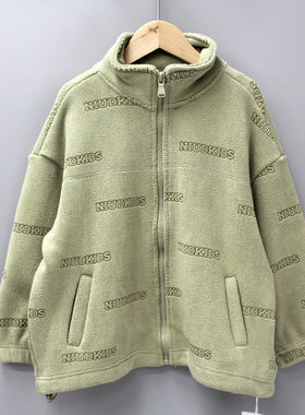 G牛duo家120冬 品牌童装折扣/儿童一体绒休闲开衫外套72256绿