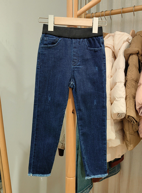 J-Y家110-150春秋 品牌童装折扣/儿童休闲牛仔长裤59497深兰