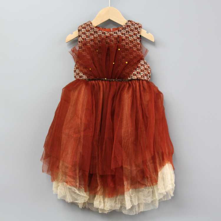 YV安系列120-160秋冬 品牌童装/女童纱纱中厚马甲背心裙30724红