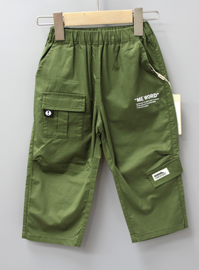 柏系列90-120春秋品牌童装折扣/儿童薄棉休闲简约长裤61633绿