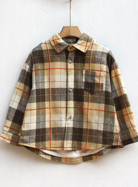 安系列80秋冬 品牌童装折扣/儿童加绒衬衣衬衫外套19291鹅黄