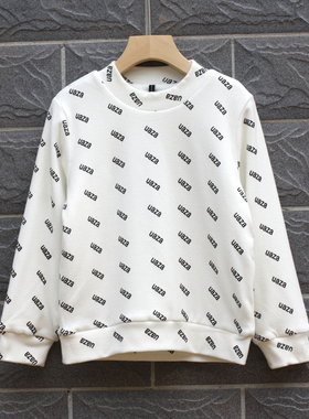 L-UA系列120/130秋冬装 品牌童装折扣/童套头加绒中厚卫衣9669白