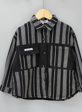 R阿MuA和110秋冬 品牌童装折扣/童加绒衬衣开衫外套23341黑