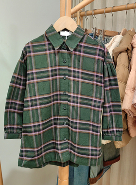 J-Y家105-150春秋 品牌童装折扣/儿童休闲长袖上衣衬衣39213绿