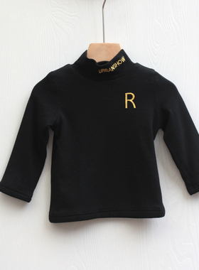 T城系列80-110春秋装 品牌童装折扣/童纯棉套头薄绒打底衫43311黑