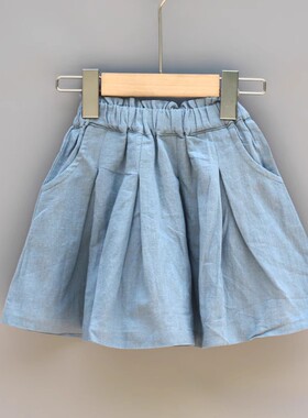 L啦系列100夏装 品牌童装折扣/女童纯棉半身裙子短裙59799兰