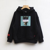 童抓绒中厚套头卫衣15401黑 折扣 Y系列110秋装 品牌童装