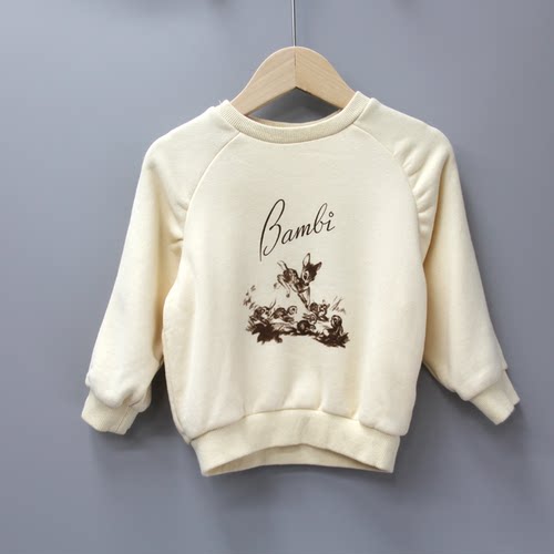 安系列80/90秋冬 品牌童装折扣/儿童加绒休闲套头卫衣18036白