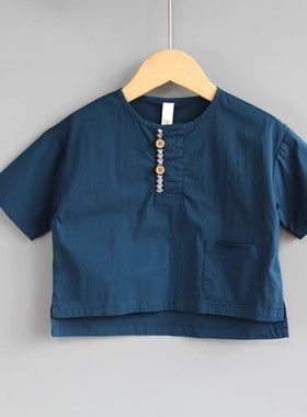 T吾系列80夏Ⅲ品牌折扣童装/儿童短袖T恤纯棉小衫07191兰