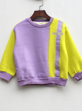 N芭系列90-120秋装 品牌童装折扣/童拉绒里棉面中厚卫衣17387黄