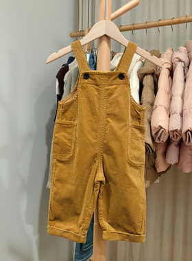 J-Y家80-95春秋 品牌童装折扣/儿童休闲梭织背带长裤36107黄