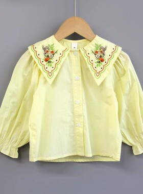 JL续系列80-110春秋Ⅱ 品牌童装折扣/儿童薄款长袖衬衣衫21185黄