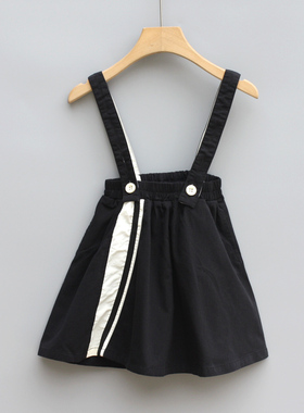 T吾系列80-110春Ⅱ品牌童装折扣/女童纯棉背带连衣裙07223黑