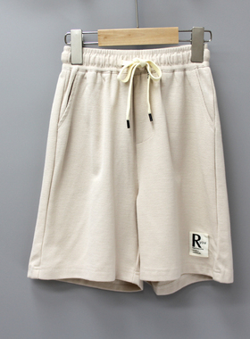 R库ka图120-150夏品牌折扣童装/大童休闲柔软格子休闲中裤39191杏