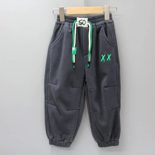 G-I家110/120秋冬 品牌折扣童装/儿童加绒针织休闲长裤9033灰