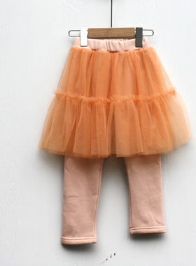 S武系列100冬装 品牌童装折扣/儿童加绒裙裤休闲长裤12487桔