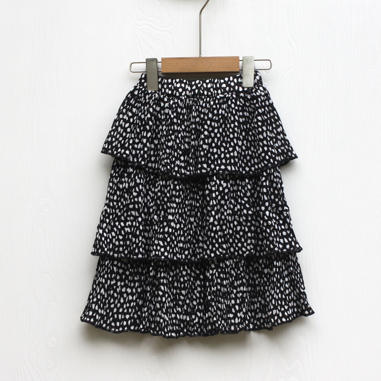 L牛系列140夏装 品牌童装折扣/女纯棉百褶半身裙短裙15270黑