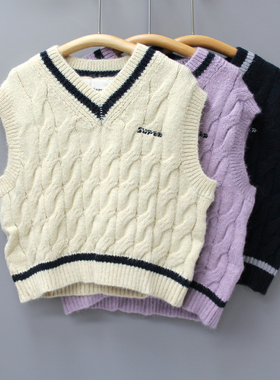 G-GS家100-120秋冬 品牌童装折扣/中童柔软毛衣背心马甲80195三